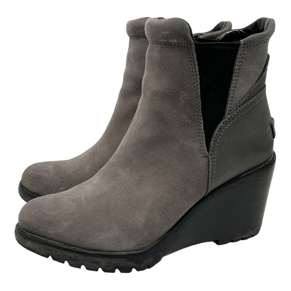 Sorel After Hours Gray Suede Wedge Heel Casual Ankle Boots Women’s 6.5 - Picture 1 of 15